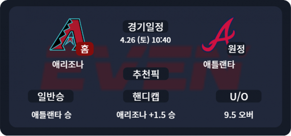 애리조나 vs 애틀랜타  경기 분석 및 추천픽